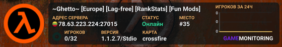 ~Ghetto~  [Europe] [Lag-free] [RankStats] [Fun Mods]
