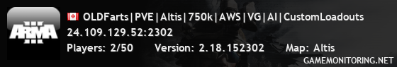 OLDFarts|PVE|Altis|750k|AWS|VG|AI|CustomLoadouts OLDFarts|PVE|Altis|750k|AWS|VG|AI|CustomLoadouts