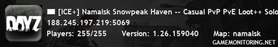 [ICE+] Namalsk Snowpeak Haven -- Casual PvP PvE Loot++ Solo Play