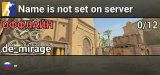Name is not set on server