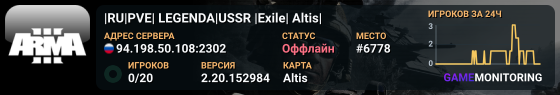 |RU|PVE| LEGENDA|USSR |Exile| Altis|