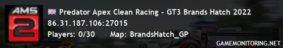 Predator Apex Clean Racing - GT3 Brands Hatch 2022