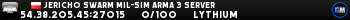 JERICHO SWARM MIL-SIM Arma 3 Server JERICHO SWARM MIL-SIM Arma 3 Server
