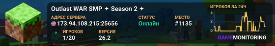 ⚔ Outlast WAR SMP ⚔ ✦ Season 2 ✦