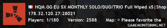 HQM.GG EU 5X MONTHLY SOLO/DUO/TRIO Full Wiped x5|Shop|Kits|Skin HQM.GG EU 5X MONTHLY SOLO/DUO/TRIO Full Wiped x5|Shop|Kits|Skin