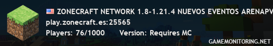 ZONECRAFT NETWORK 1.8-1.21.4 NUEVOS EVENTOS ARENAPVP