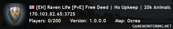 [EN] Raven Life [PvE] Free Deed | No Upkeep | 20k Animals