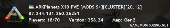 ARKPlanets X10 PVE [MODS S+][CLUSTER][20.12]
