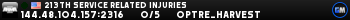 213th Service Related Injuries 213th Service Related Injuries