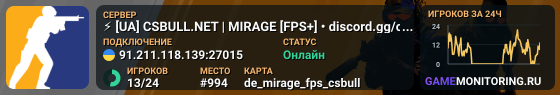 ⚡ [UA] CSBULL.NET | MIRAGE [FPS+] • discord.gg/csbull
