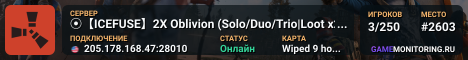 ⦿【ICEFUSE】2X Oblivion (Solo/Duo/Trio|Loot x2|WIPED)
