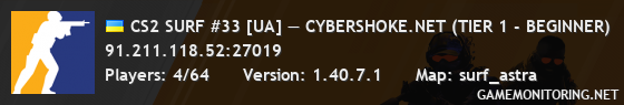 CS2 SURF #33 [UA] — CYBERSHOKE.NET (TIER 1 - BEGINNER)