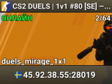 CS2 DUELS | 1v1 #80 [SE] — CYBERSHOKE.NET (ONLY MIRAGE)