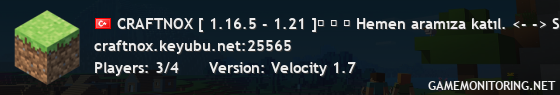 CRAFTNOX [ 1.16.5 - 1.21 ]・ ◀ ▶ Hemen aramıza katıl. <- -> Sunucu yeni açıldı!