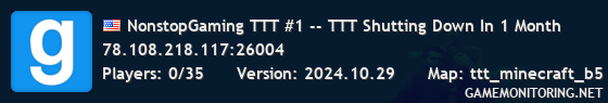 NonstopGaming TTT #1 -- TTT Shutting Down In 1 Month