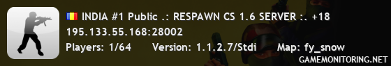 INDIA #1 Public .: RESPAWN CS 1.6 SERVER :. +18