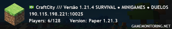 CraftCity /// Versão 1.21.4 SURVIVAL ● MINIGAMES ● DUELOS