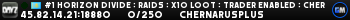 #1 HORIZON DIVIDE : RAIDS : X10 LOOT : TRADER ENABLED : CHERNO