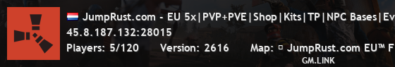 JumpRust.com - EU 5x|PVP+PVE|Shop|Kits|TP|NPC Bases|Events|