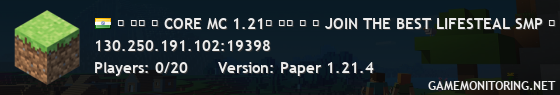 ✒ ═⇒ │ CORE MC 1.21│ ⇐═ ⌚ ☕ JOIN THE BEST LIFESTEAL SMP ☃