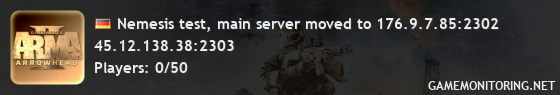 Nemesis test, main server moved to 176.9.7.85:2302 Nemesis test, main server moved to 176.9.7.85:2302