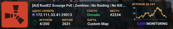 [AU] RustEZ Scourge PvE | Zombies | No Raiding | No Killing