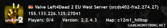 Valve Left4Dead 2 EU West Server (srcds402-fra2.274.27)