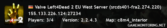 Valve Left4Dead 2 EU West Server (srcds401-fra2.274.220)