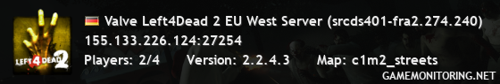 Valve Left4Dead 2 EU West Server (srcds401-fra2.274.240)