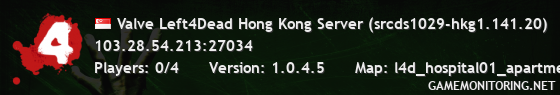 Valve Left4Dead Hong Kong Server (srcds1029-hkg1.141.20)