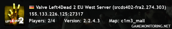 Valve Left4Dead 2 EU West Server (srcds402-fra2.274.303)