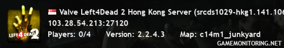 Valve Left4Dead 2 Hong Kong Server (srcds1029-hkg1.141.106)