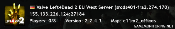 Valve Left4Dead 2 EU West Server (srcds401-fra2.274.170)