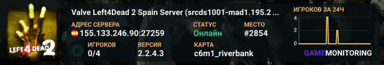 Valve Left4Dead 2 Spain Server (srcds1001-mad1.195.245)