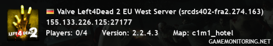 Valve Left4Dead 2 EU West Server (srcds402-fra2.274.163)