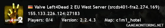 Valve Left4Dead 2 EU West Server (srcds401-fra2.274.169)