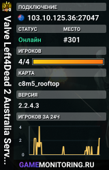 Valve Left4Dead 2 Australia Server (srcds1016-syd1.171.33)