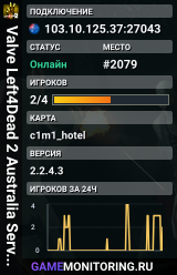Valve Left4Dead 2 Australia Server (srcds1017-syd1.171.29)