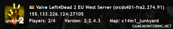 Valve Left4Dead 2 EU West Server (srcds401-fra2.274.91)