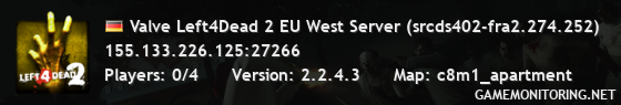 Valve Left4Dead 2 EU West Server (srcds402-fra2.274.252)