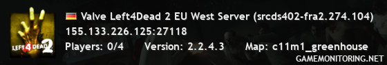 Valve Left4Dead 2 EU West Server (srcds402-fra2.274.104)