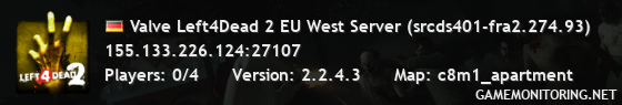 Valve Left4Dead 2 EU West Server (srcds401-fra2.274.93)