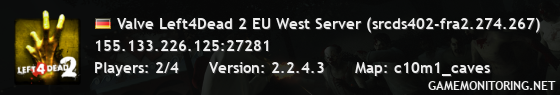 Valve Left4Dead 2 EU West Server (srcds402-fra2.274.267)