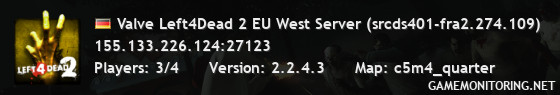 Valve Left4Dead 2 EU West Server (srcds401-fra2.274.109)