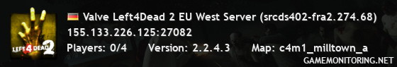 Valve Left4Dead 2 EU West Server (srcds402-fra2.274.68)