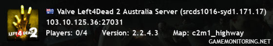 Valve Left4Dead 2 Australia Server (srcds1016-syd1.171.17)