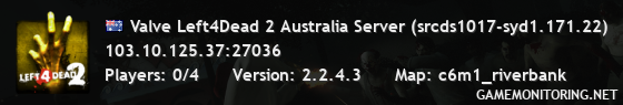 Valve Left4Dead 2 Australia Server (srcds1017-syd1.171.22)