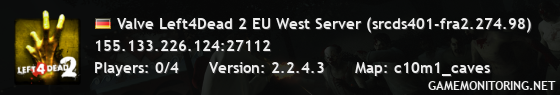 Valve Left4Dead 2 EU West Server (srcds401-fra2.274.98)