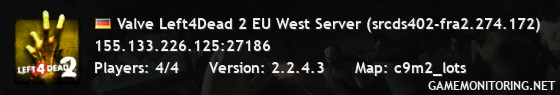 Valve Left4Dead 2 EU West Server (srcds402-fra2.274.172)