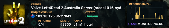Valve Left4Dead 2 Australia Server (srcds1016-syd1.171.27)